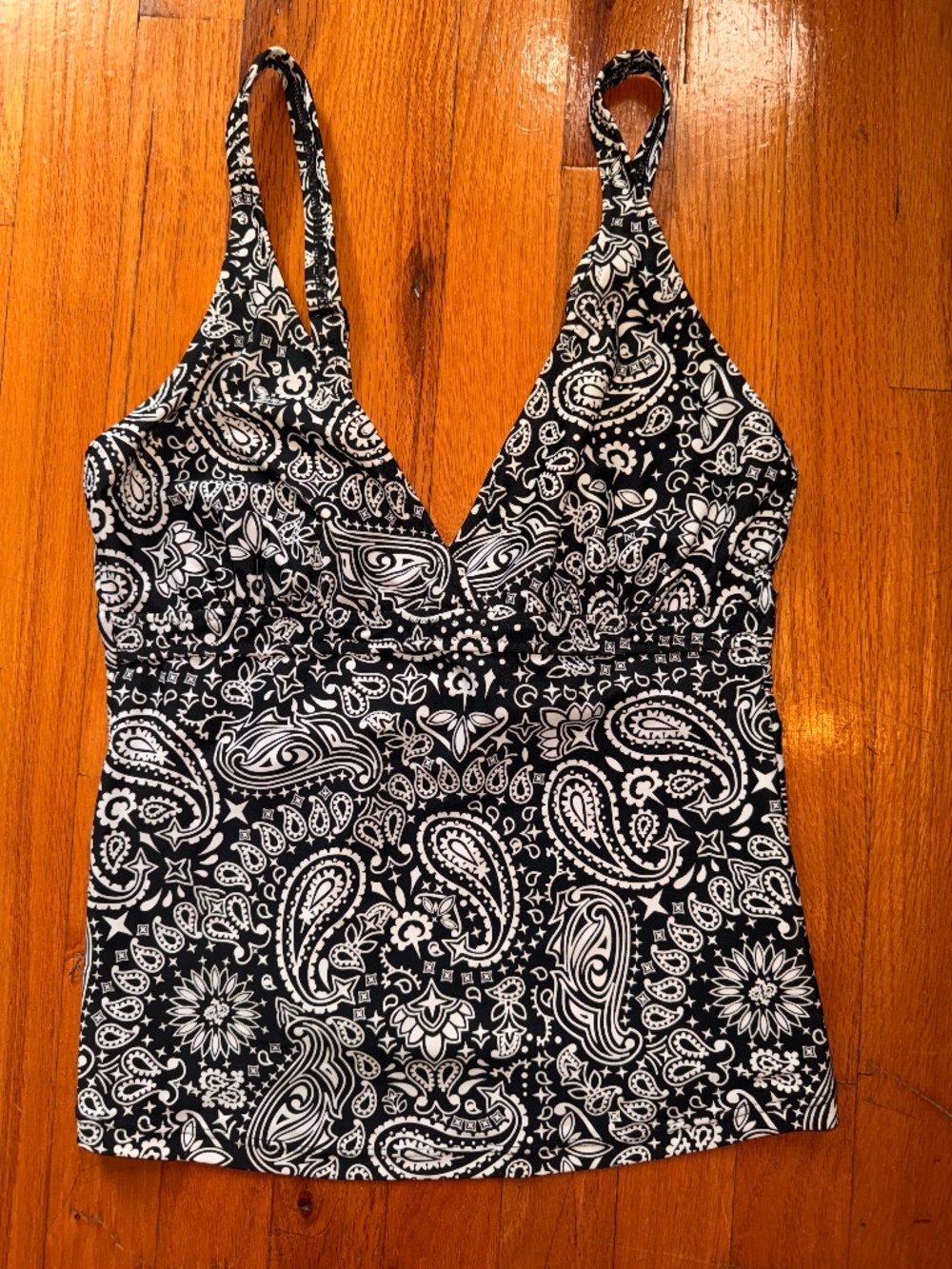 Relativity Paisley Black and White Tankini top size S.